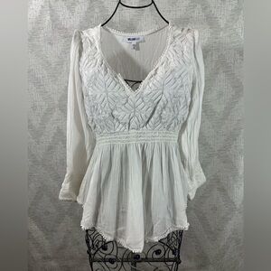 William Rast Clover white babydoll blouse size XS